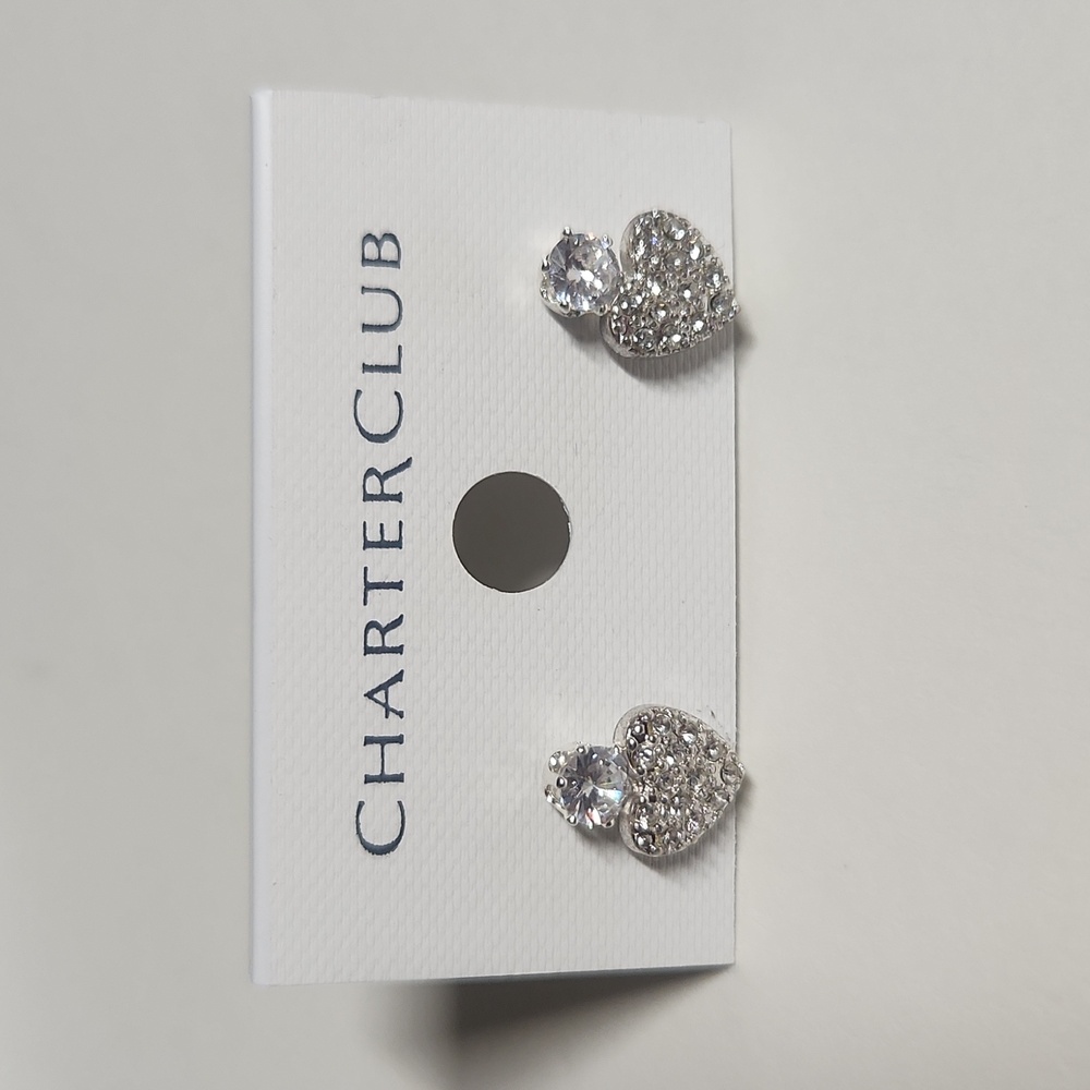 CHARTER CLUB 2pk Heart Earrings Nwt